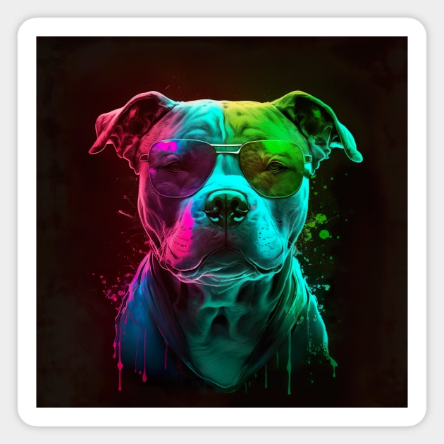 Handsome bodyguard - Pitbull retro rgb style Sticker by UmagineArts